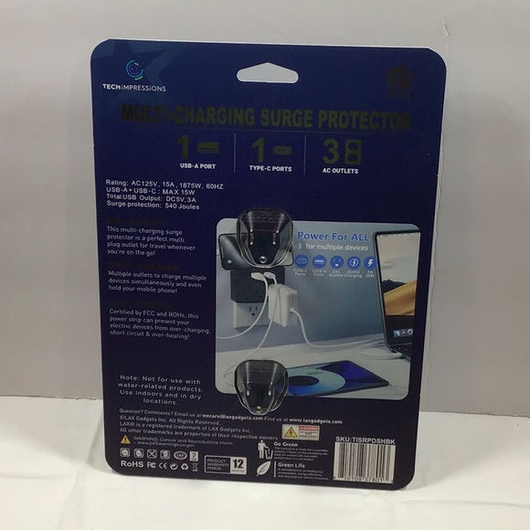 Tech Impressions USB Wall Plate 2-Pack Black - Picture 2 of 2